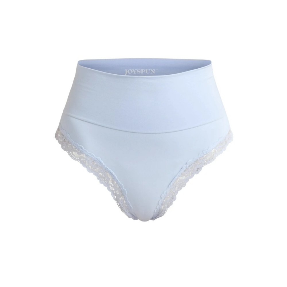 NWT Joyspun Women's Shape & Smooth Lace Trim Thong Size Small Blue Light Support